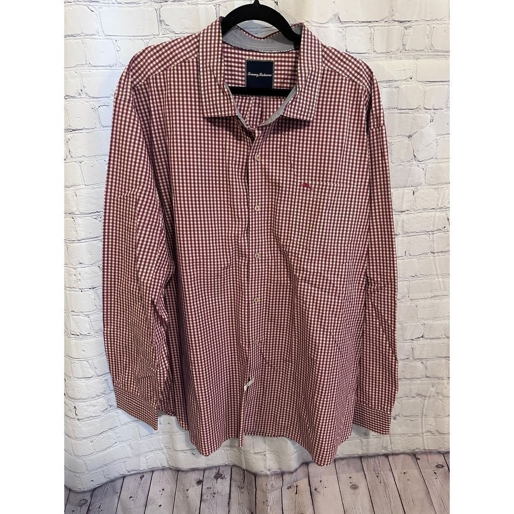 Tommy Bahama Red Gingham Check Button-Down Casual Shirt 3XL